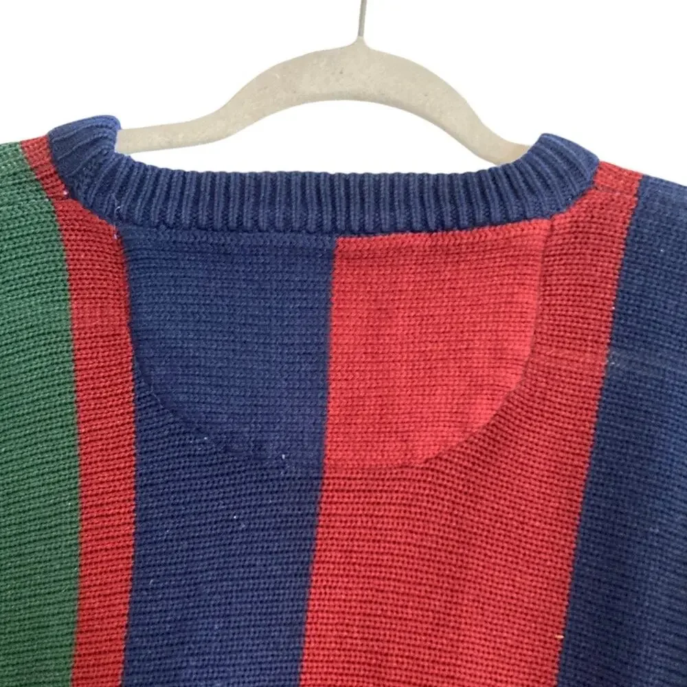 Vintage Striped Acrylic Knit Sweater Men’s Large